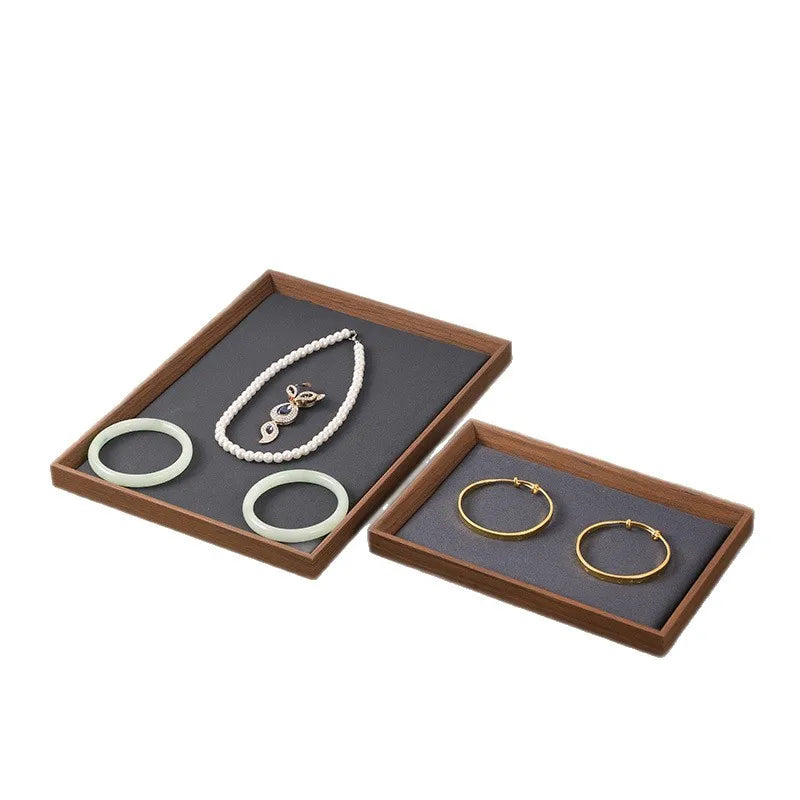 Wooden Jewellery Display Tray with Faux Suede Lining
