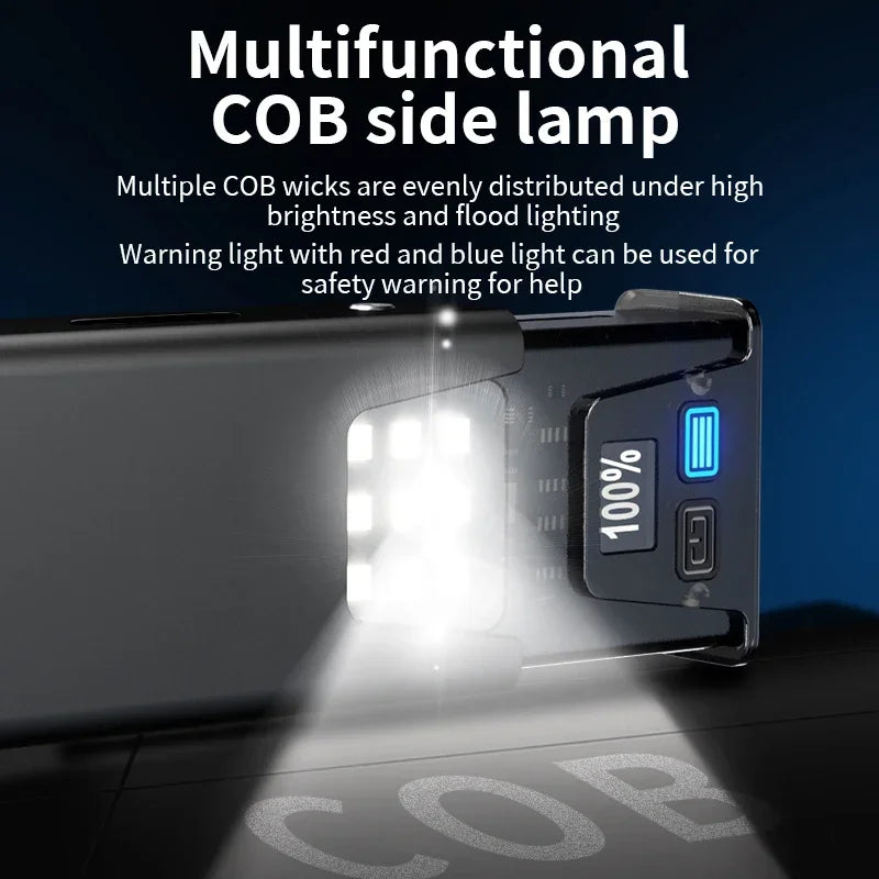 Lanterna de trabalho LED recarregável com visor digital