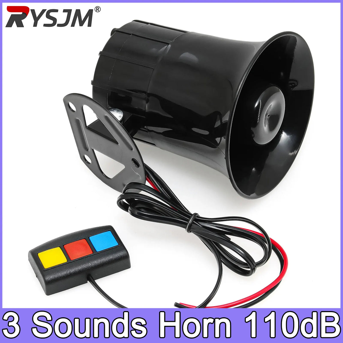 12 V-bilhorn med 3 toner, 110 dB, enkelt trompethorn