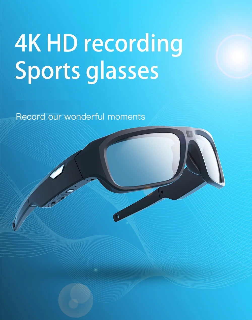 4K Video Glasses with 2-Hour Recording for Riding and Outdoor Use