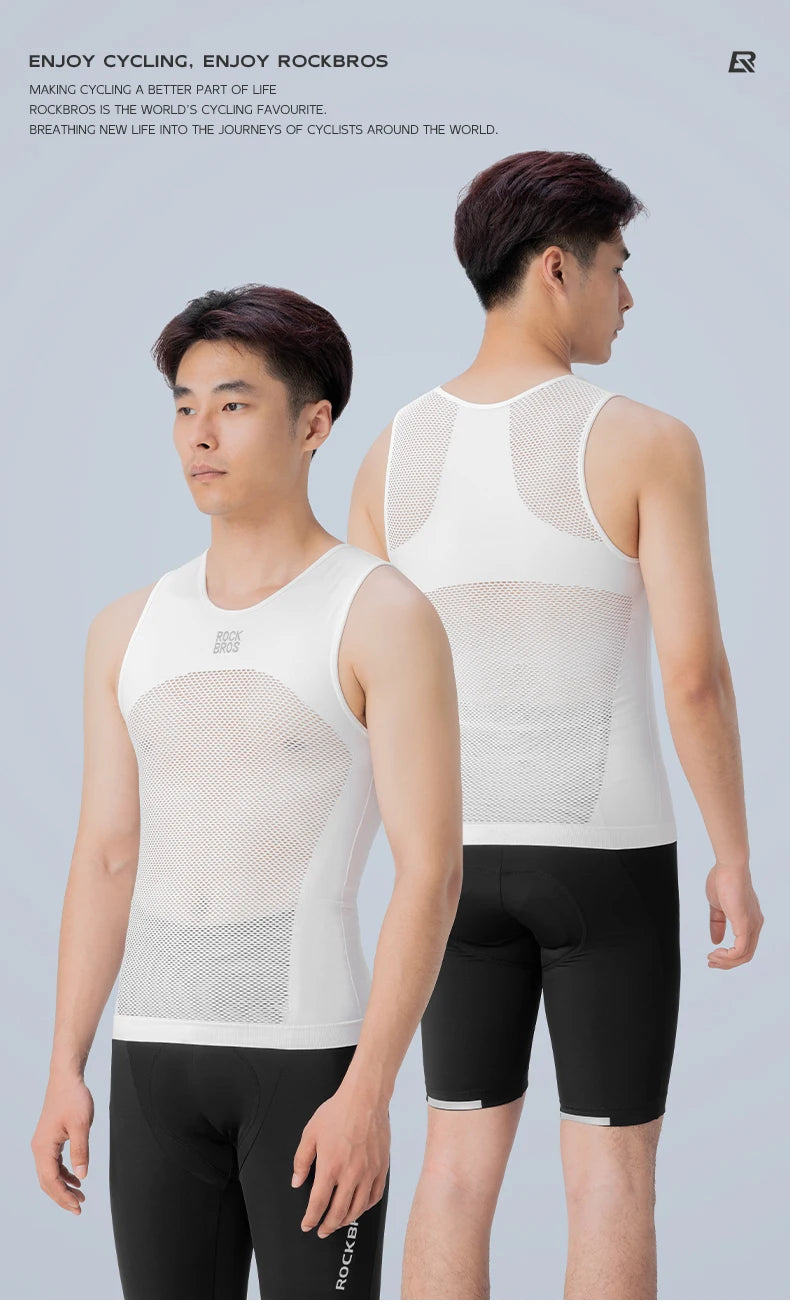 Herre hurtigttørrende cykel baselayer vest åndbar ærmeløs undertrøje