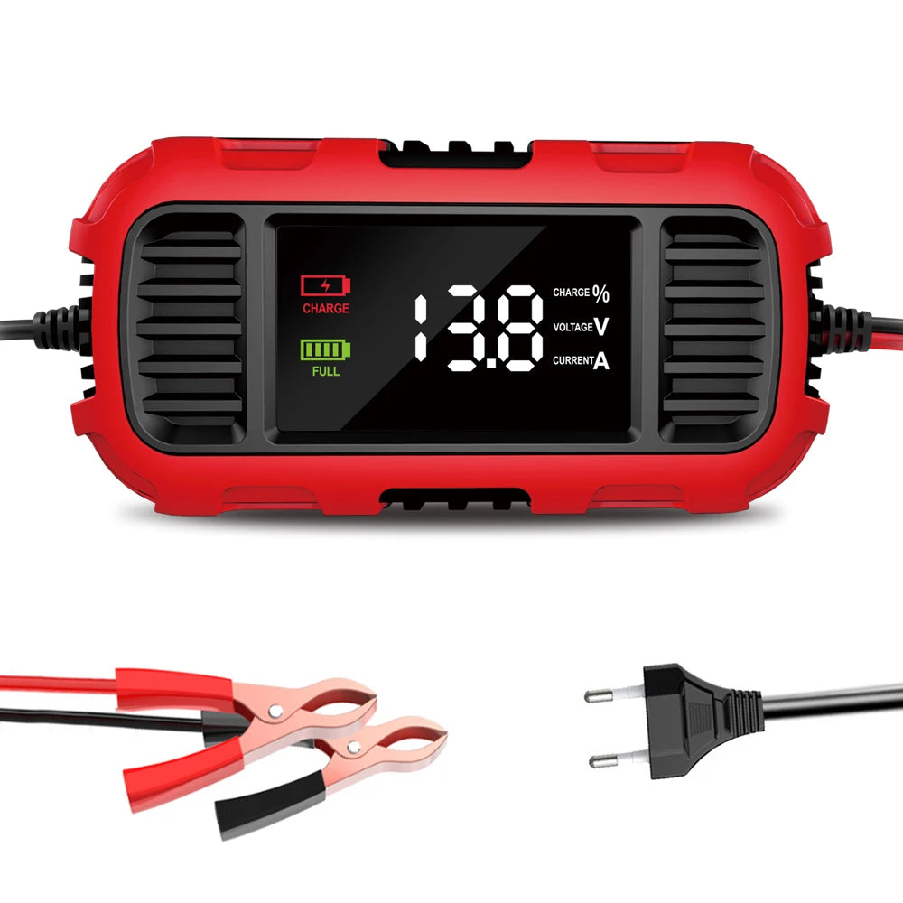 Intelligentes digitales Batterieladegerät und Batterieerhaltungsgerät für Blei-Säure-Batterien, zum Laden von Auto-, Motorrad- und Motorrollerbatterien