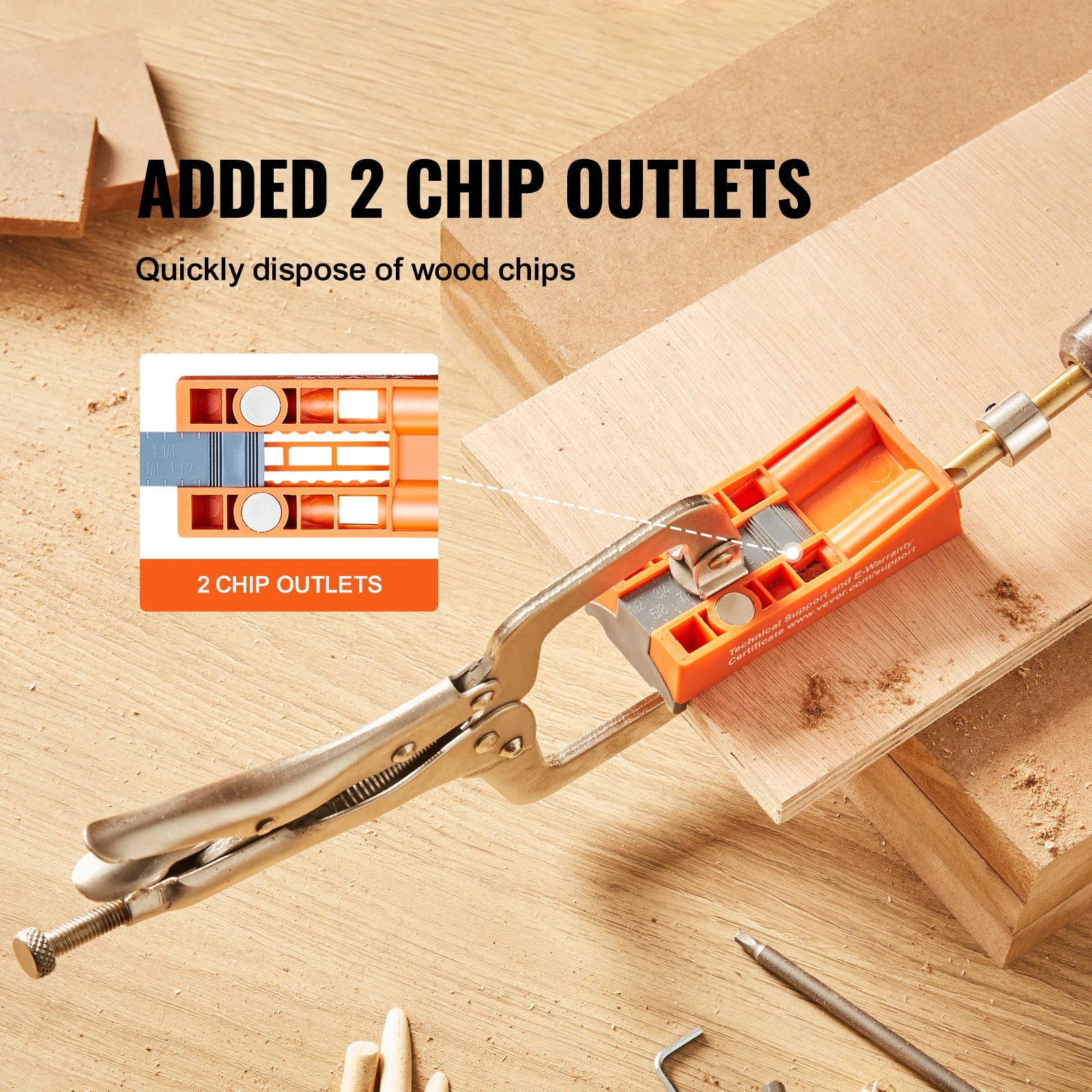 SucceBuy 56 Teile Pocket Hole Jig Mini-Jig Pocket Hole System mit 9" C-Klemmenspannzange, Step-Drill, Schraubenschutzring, Quadrat-Antrieb-Bit