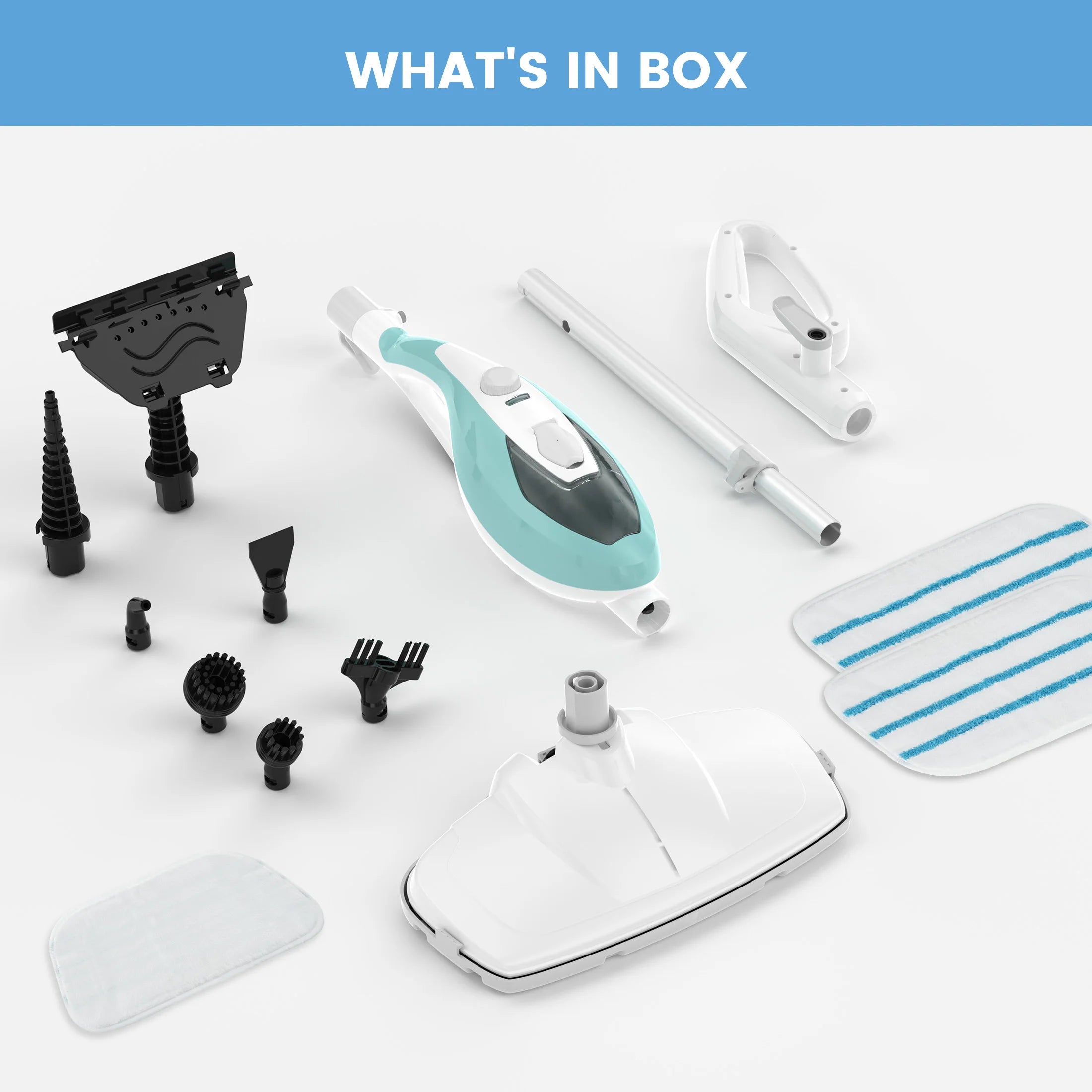 10-in-1 Steam Mop with Handheld Cleaner 1550W Multi-Surface Cleaning