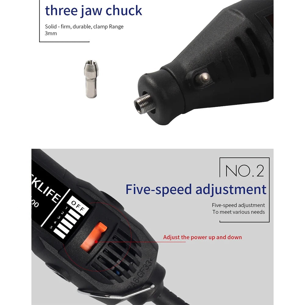 JANGKLIFE 110V 220V Power Tools Electric Mini Drill Die Grinder Engraver Polisher with Rotary Tools Set Kit For 3000 4000