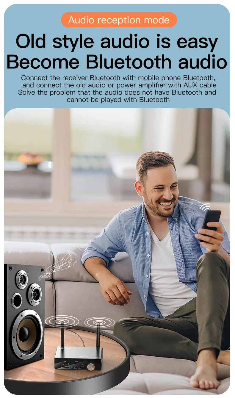 Transmisor y receptor de audio Bluetooth con control remoto