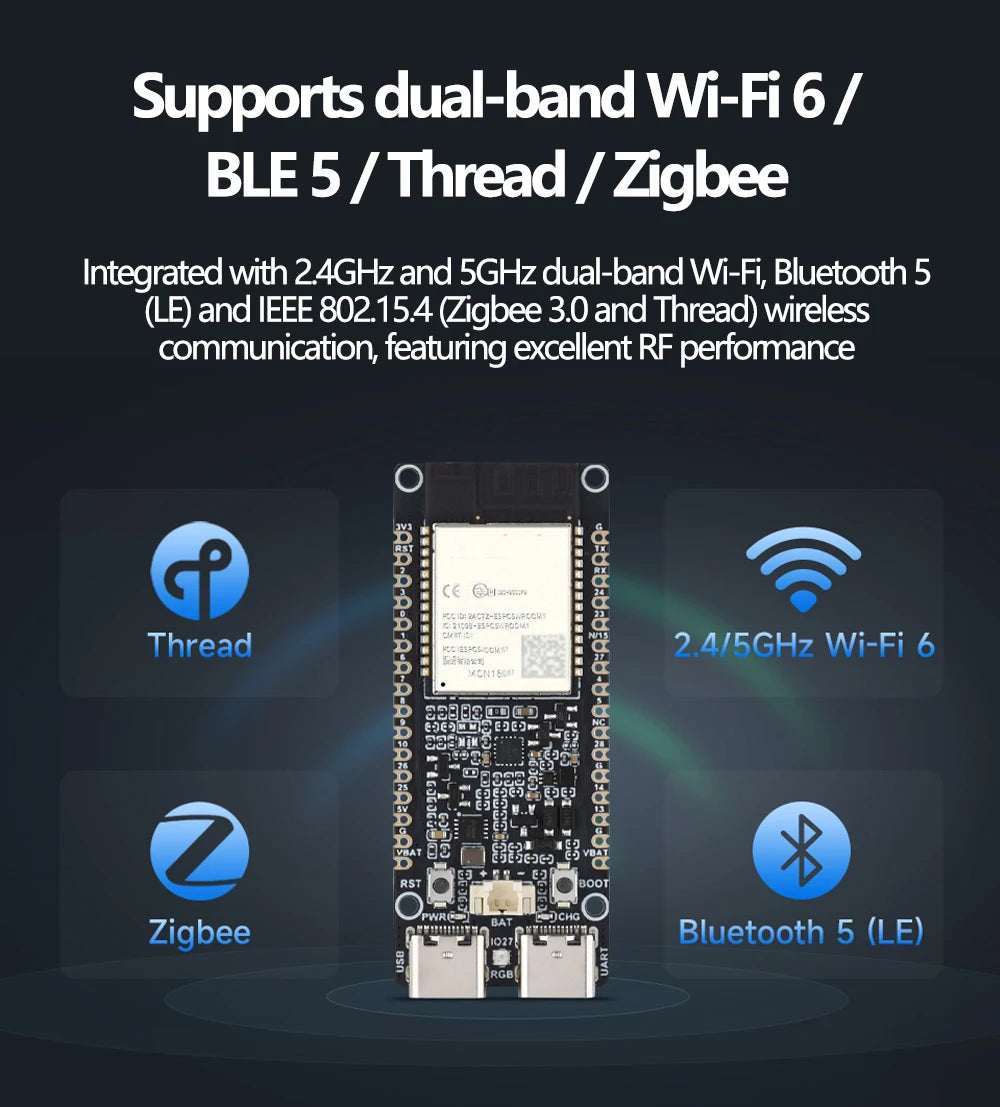 ESP32-C5 Dual-Band Wi-Fi 6 Development Board