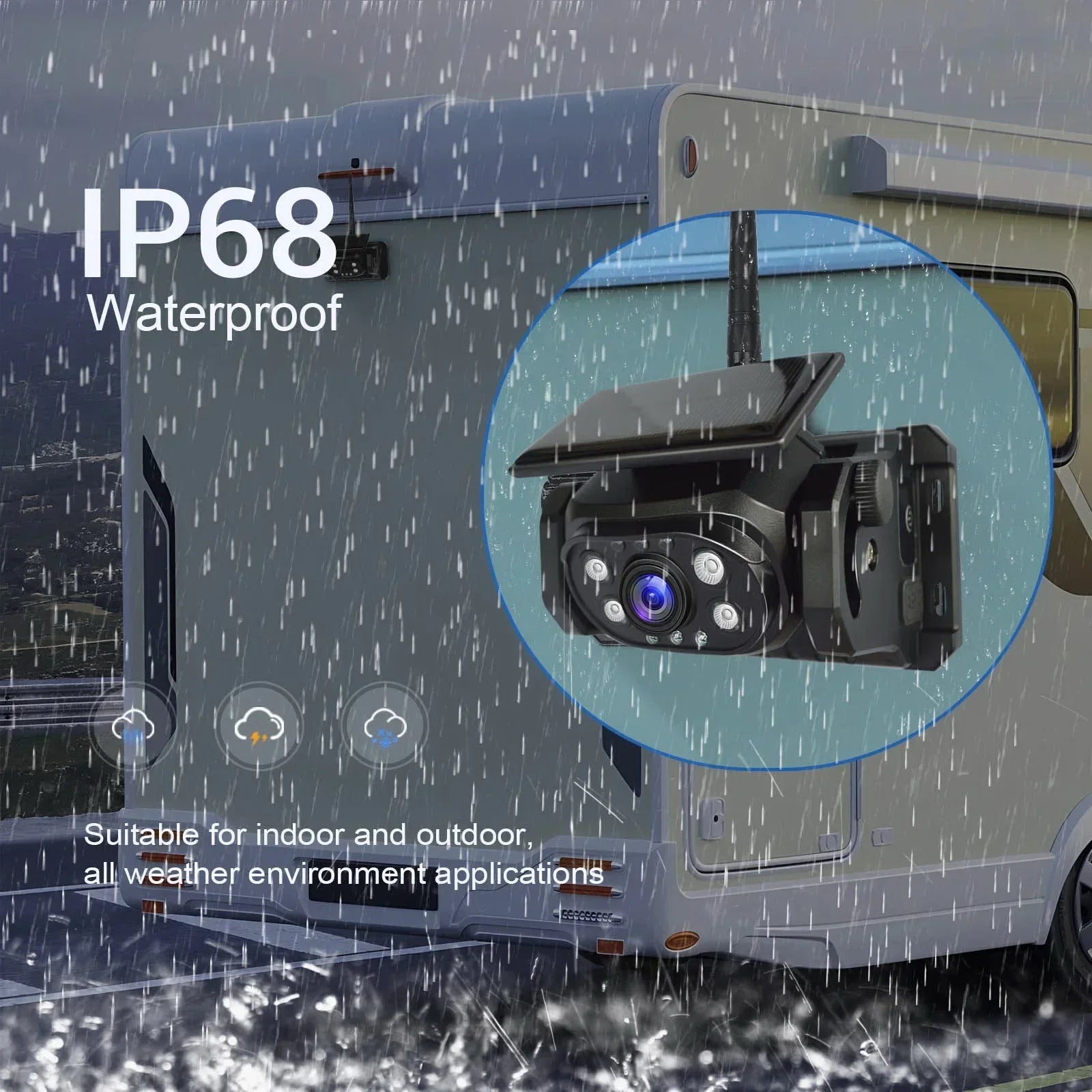 Wireless WiFi Solar Power Magnetic Reverse Backup Camera Mobile Phone iPhone Android With Built-In Battery for Truck Camper