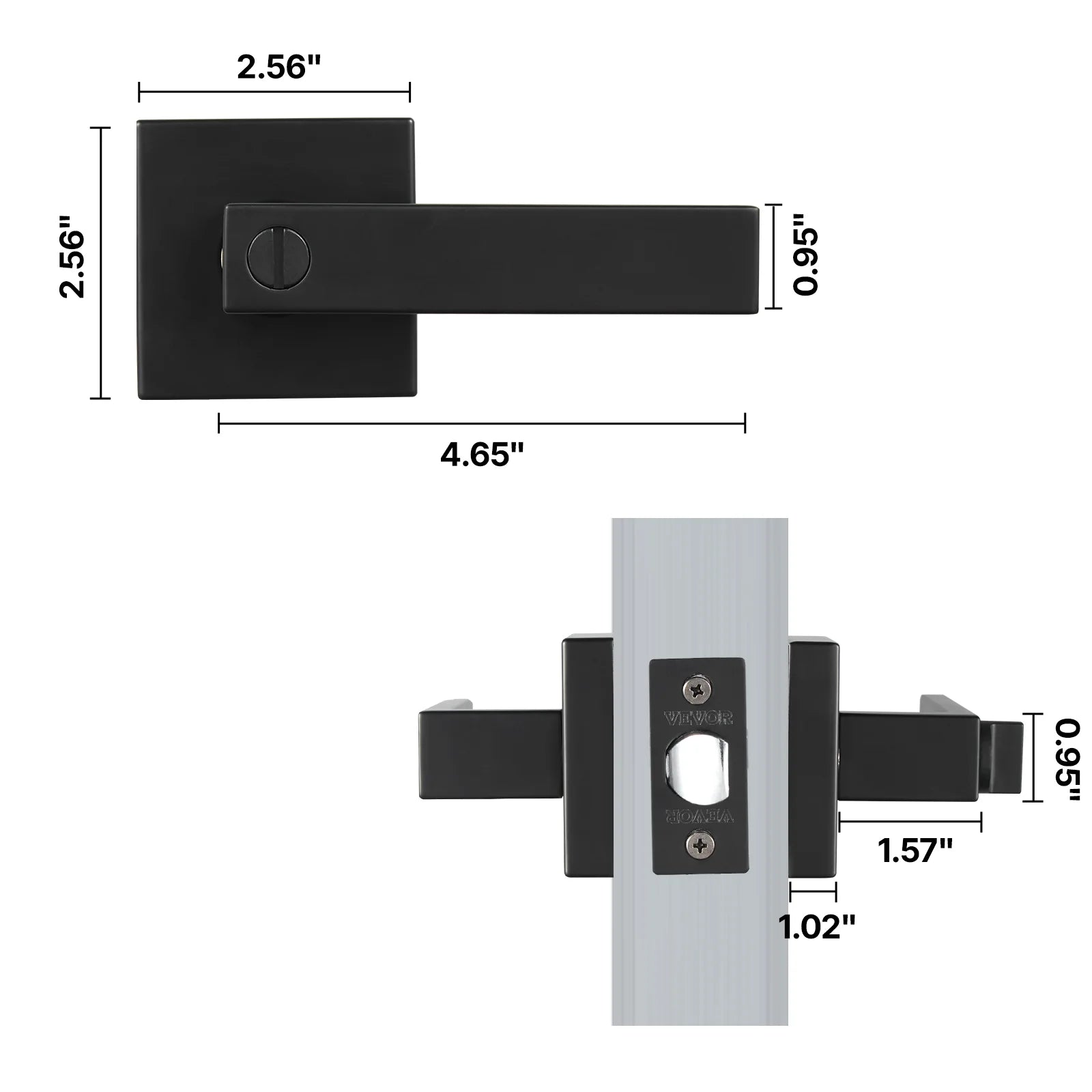 Universal Passage Door Handle – Reversible Matte Black Lever
