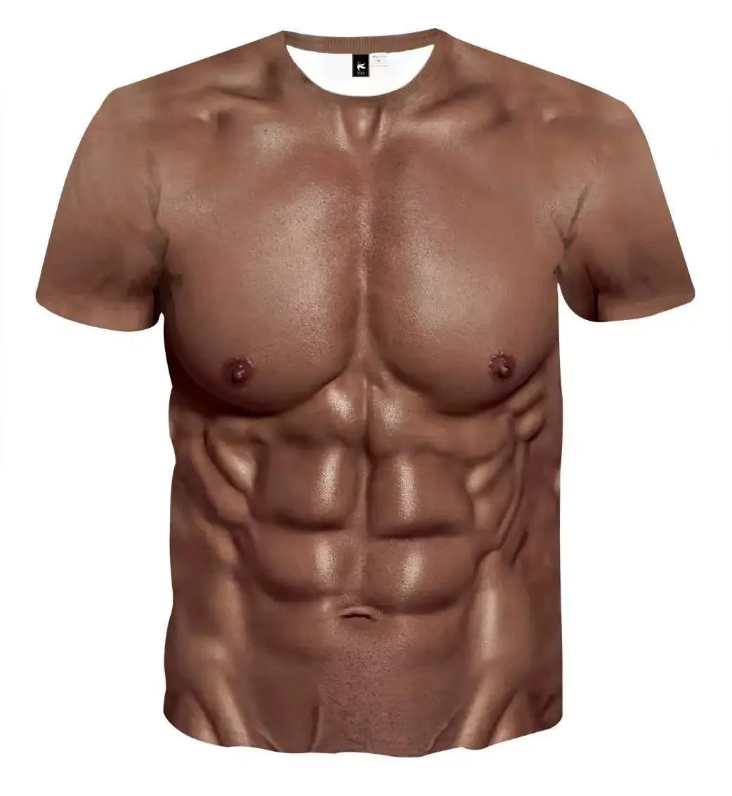 3D Muscle Tattoo Print T-Shirt