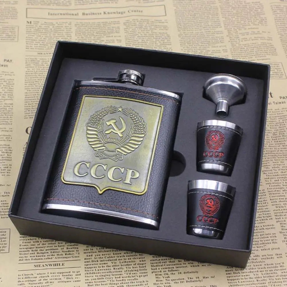 8oz Stainless Steel Hip Flasks Wine Bottle Funnel Cups Kit