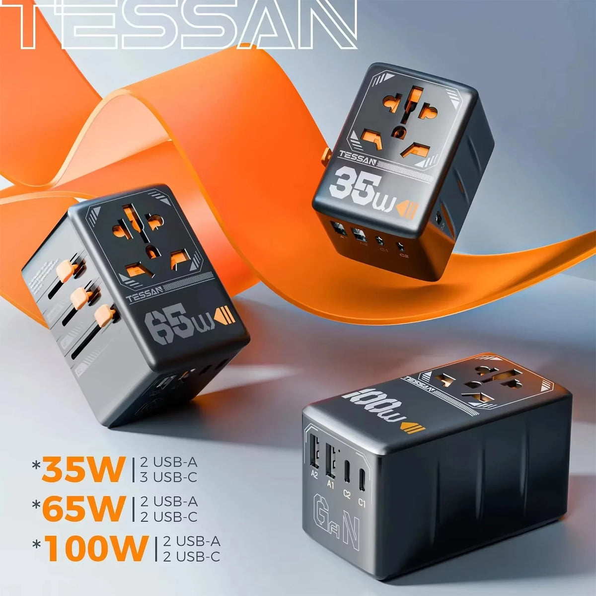 Universal Travel Adapter - USB Power Options