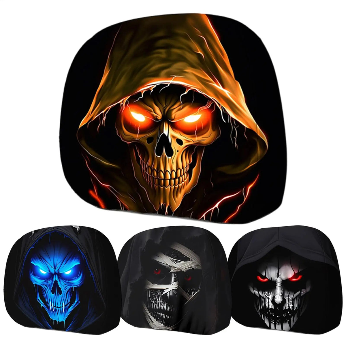 Set de două huse imprimate din poliester pentru tetiere auto