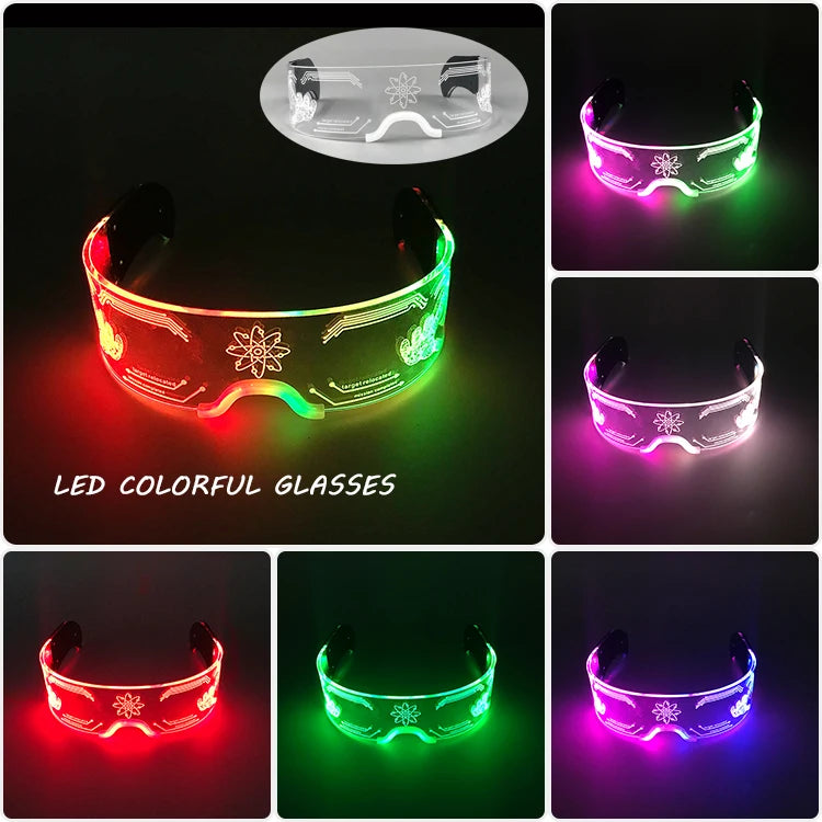 Cool Luminous Colorful LED Light Up Glasses Glowing Neon Light Flashing Party Glasses For Nightclub DJ Dance Party Decor