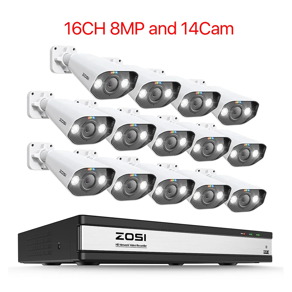 ZOSI 16-Channel 8MP PoE Security Camera System with 4TB HDD