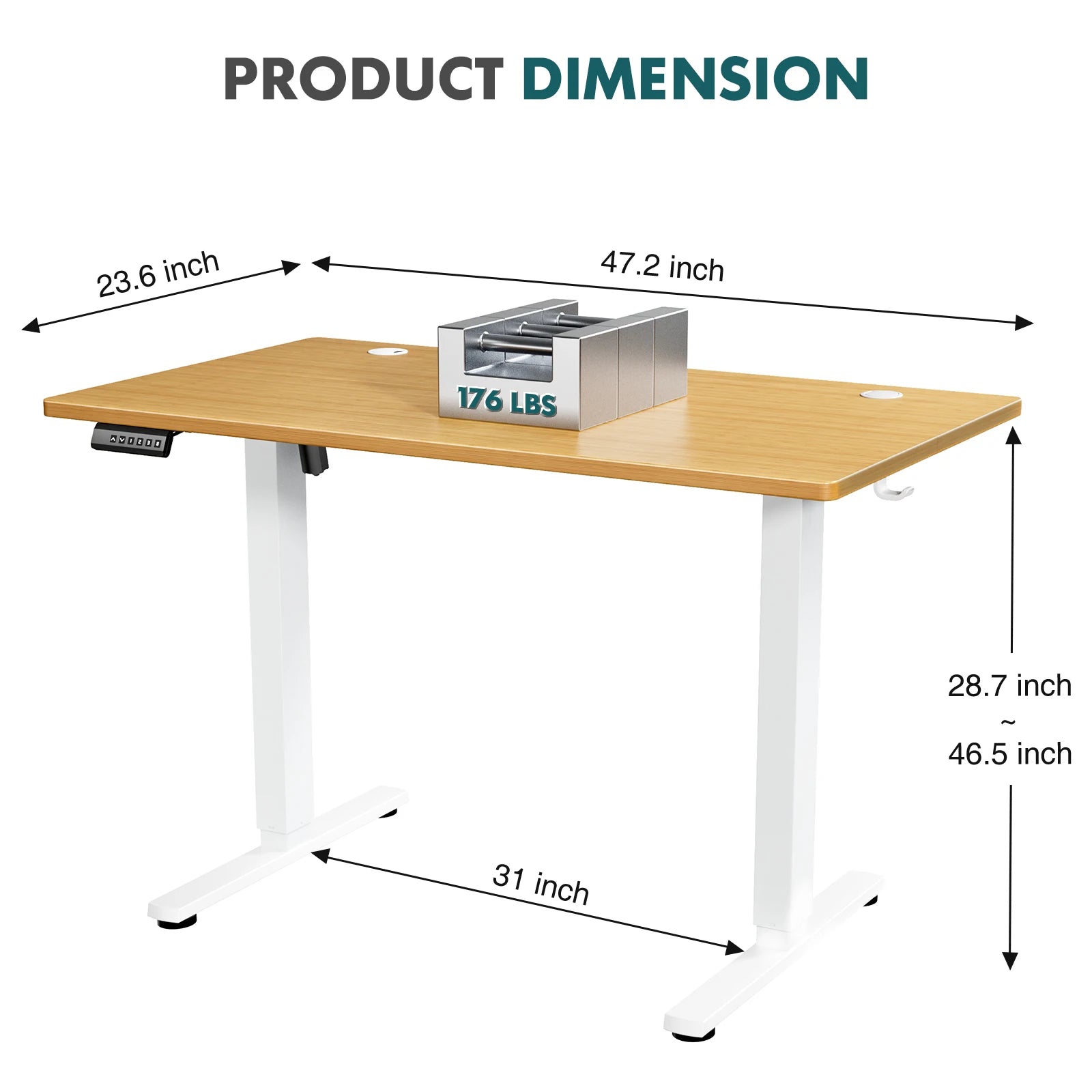 Electric Adjustable Standing Desk with Memory Height Control