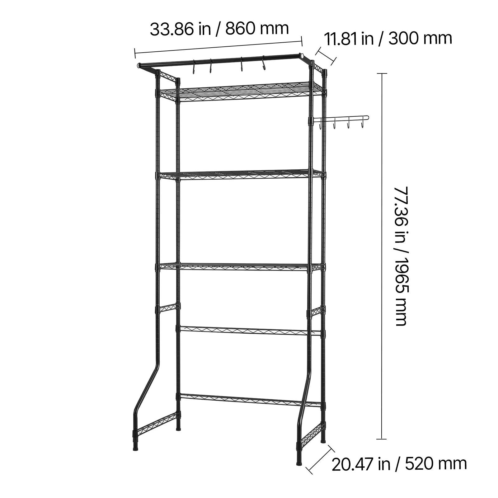 SucceBuy Over Washer and Dryer Storage Shelves Laundry Room Drying Rack with Hanger Rod and Hooks for Laundry Room Organization