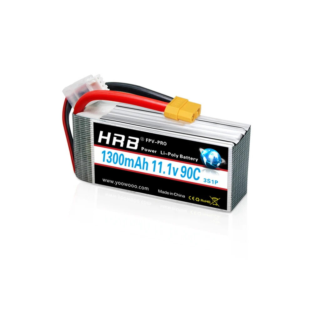 HRB 3S LiPo Battery 11.1V 1300mAh with XT60 Connector