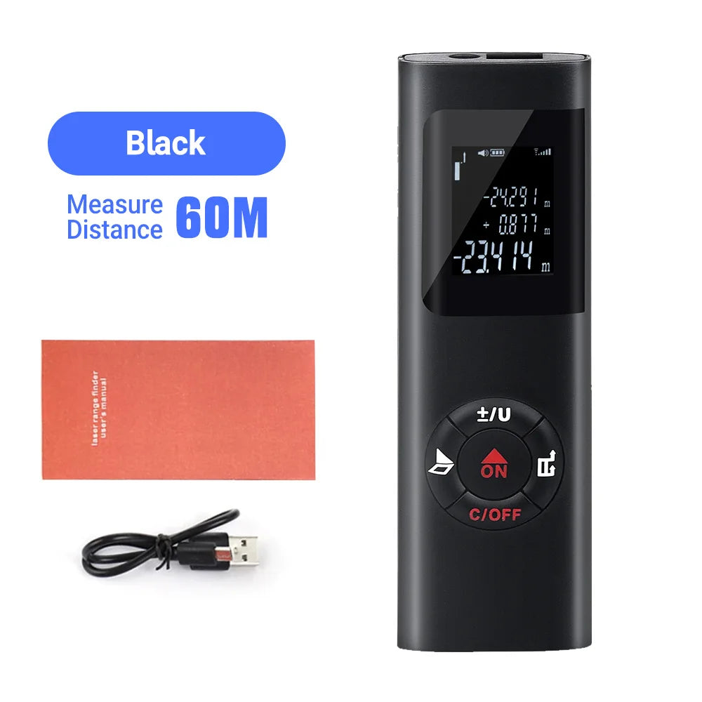 Laser Distance Meter, 40 m or 60 m, Rechargeable