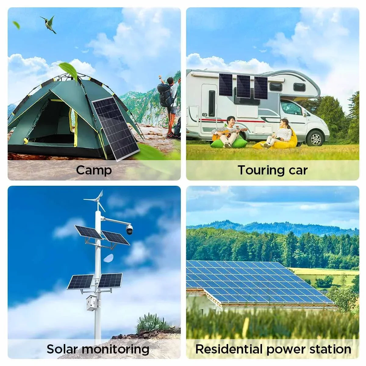 100A Solar Panel Kit Complete12V Polycrystalline Power Portable Outdoor Rechargeable Solar Cell Solar Generator for Home