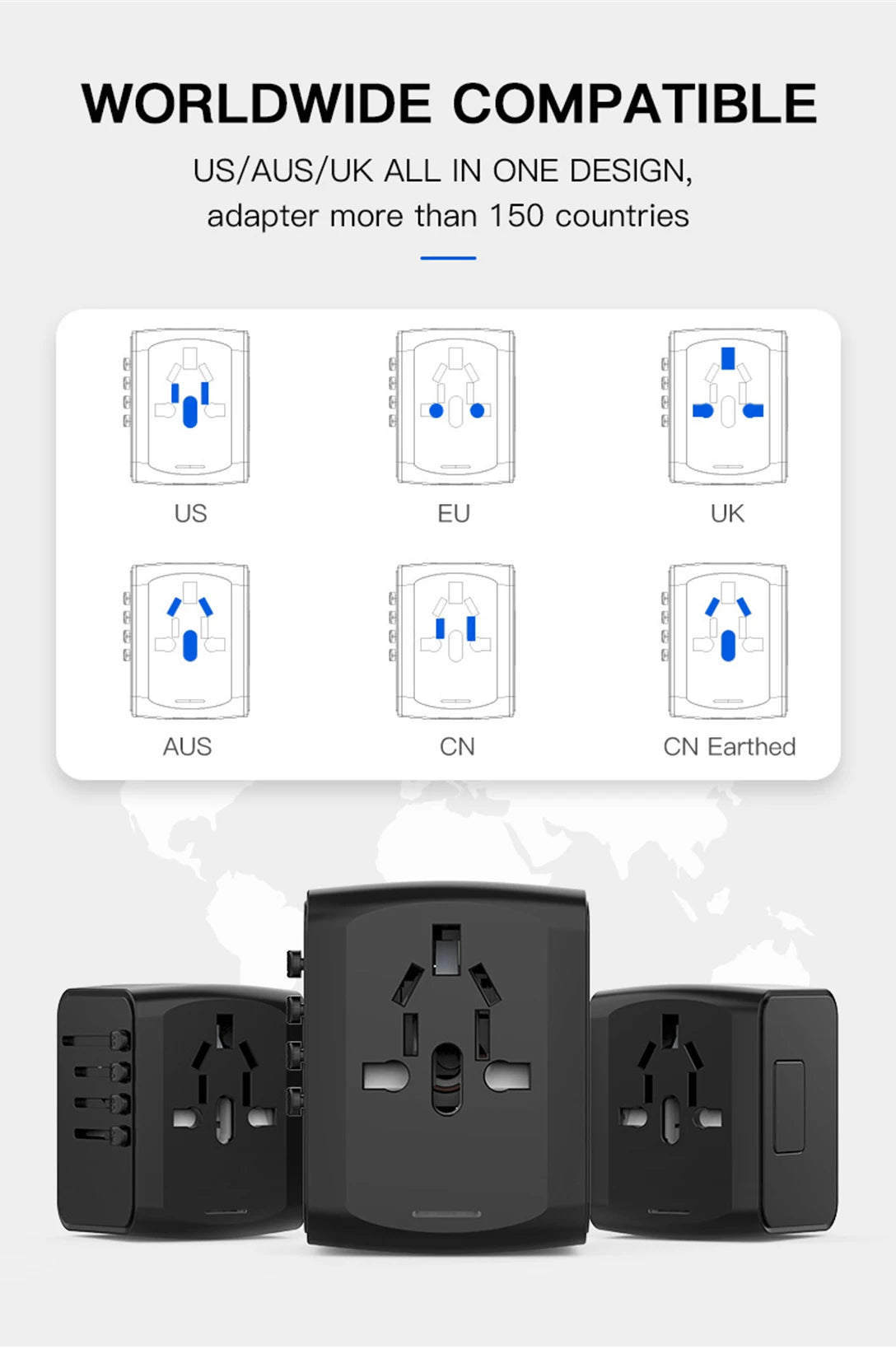 Universal Travel Adapter with USB Charging Ports