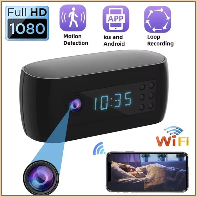 Full HD 1080P Mini Wifi Camera Clock Night Vision Wireless Control IR View Camcorder Home Surveillance Monitor Video Monitor Cam