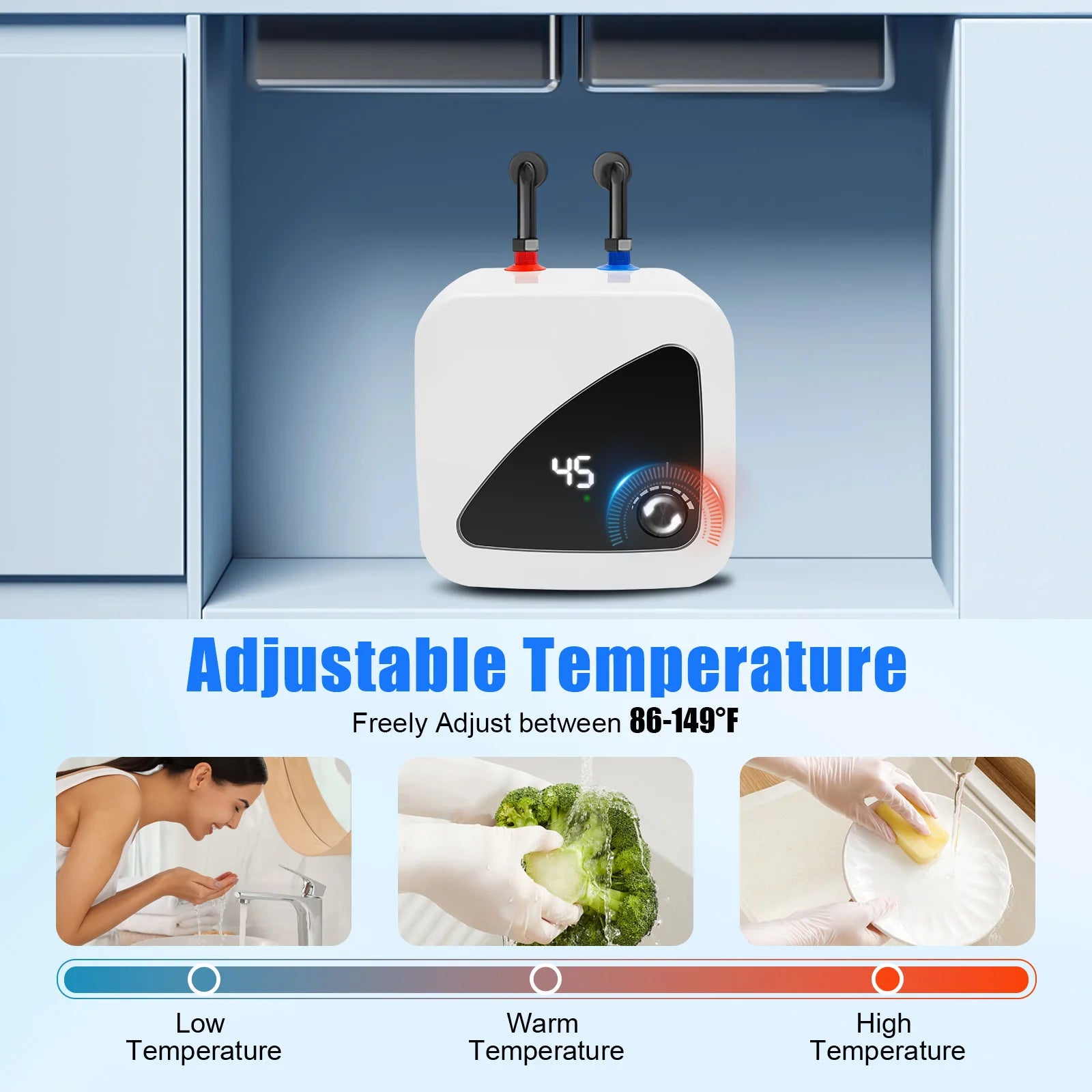 Scaldabagno Elettrico 1500W con Display LED e Design da Parete