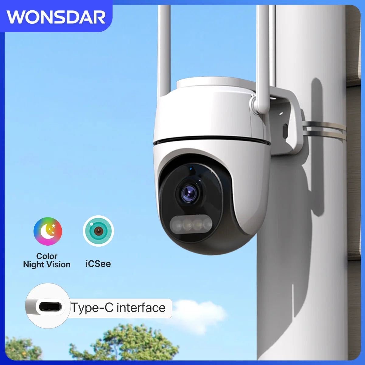 1080P WiFi PTZ Security Camera with Night Vision & Two-Way Audio
