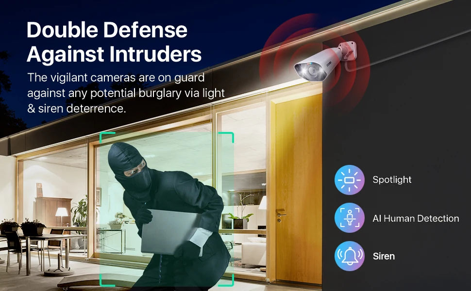 ZOSI 8MP PoE Outdoor Security Camera with Two-Way Audio