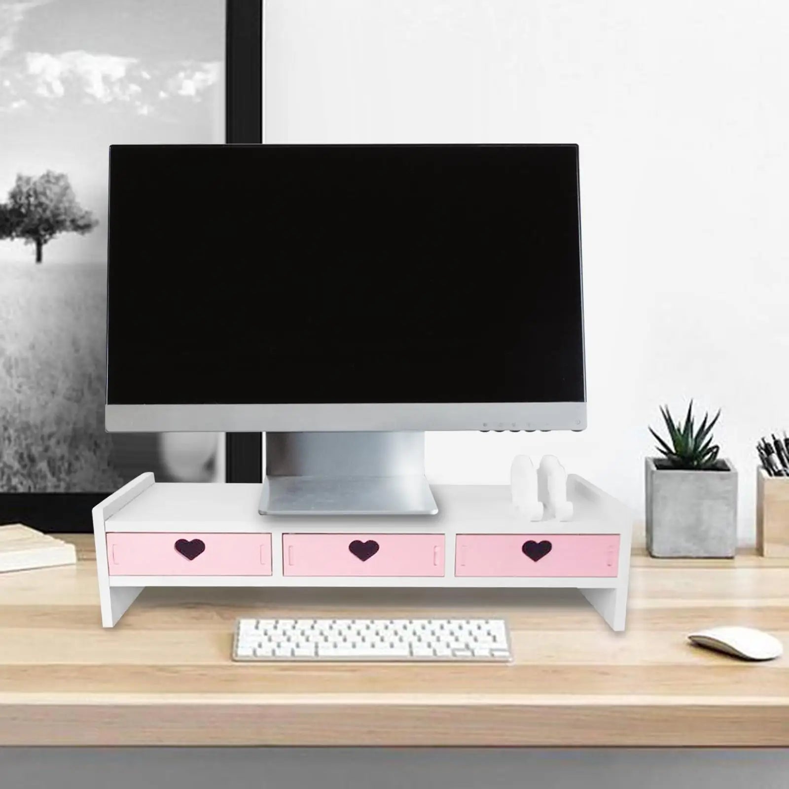 Monitor Stand Riser with Drawer Storage for Desk Organization