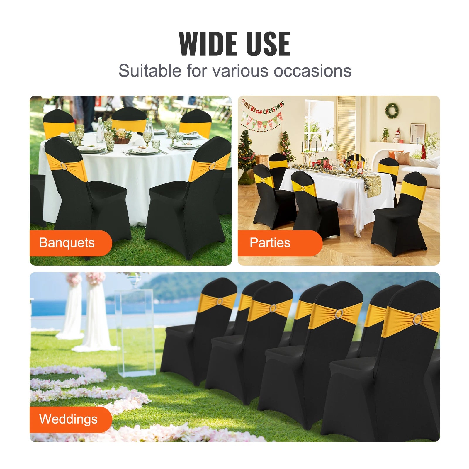 SucceBuy 30/50 piezas de funda elástica para silla para boda fiesta, funda de silla universal ajustable, funda removible lavable y protectora