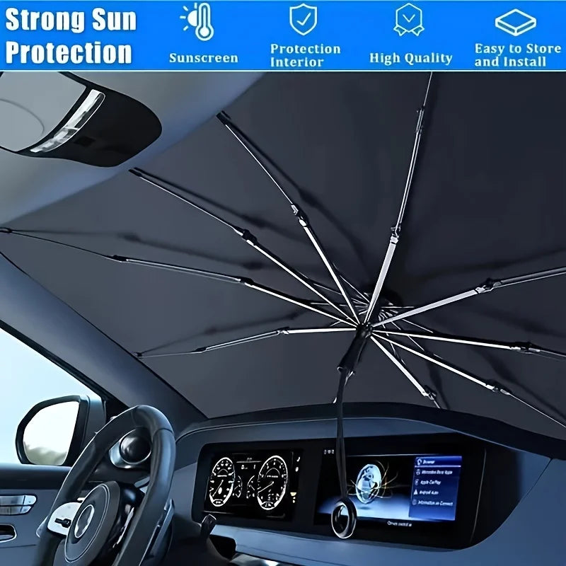 Folding Umbrella-Style Car Windscreen Sunshade