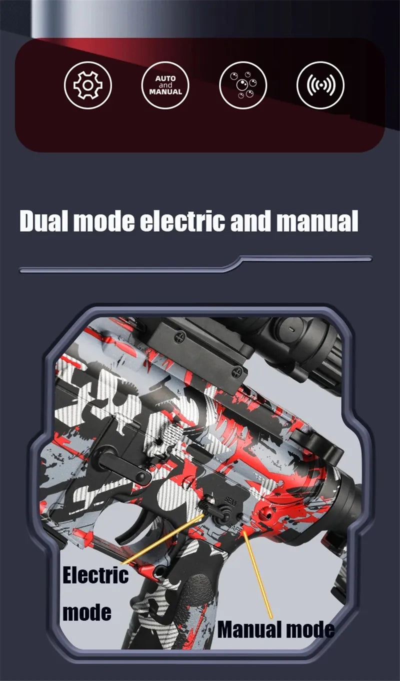 M416 Toy Gun 7.4V High-speed Burst Gel Ball With Orange Plug And Double Magazine For Outdoor Interactive Parent-child Games.