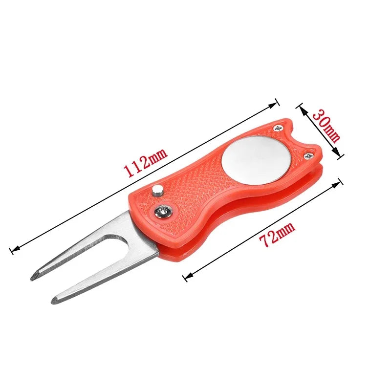 Folding Golf Divot Tool with Magnetic Ball Marker