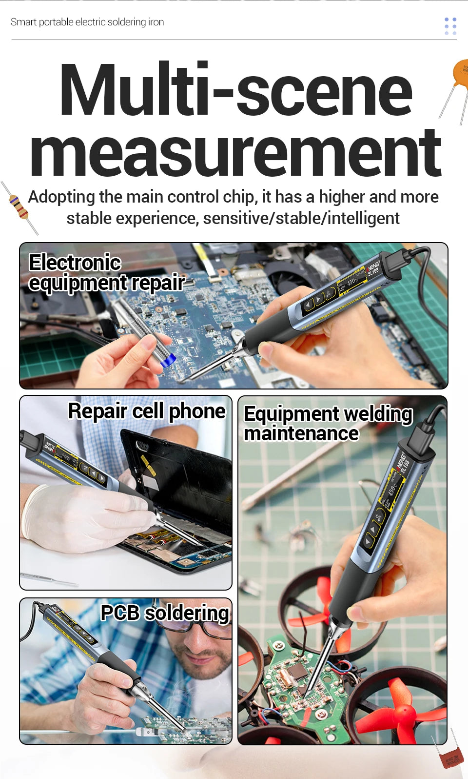 ANENG SL108 Electric Soldering Irons kit PD 96W QC Adjustable Temperature Fast Heat Portable Digital Smart Soldering Iron Tools