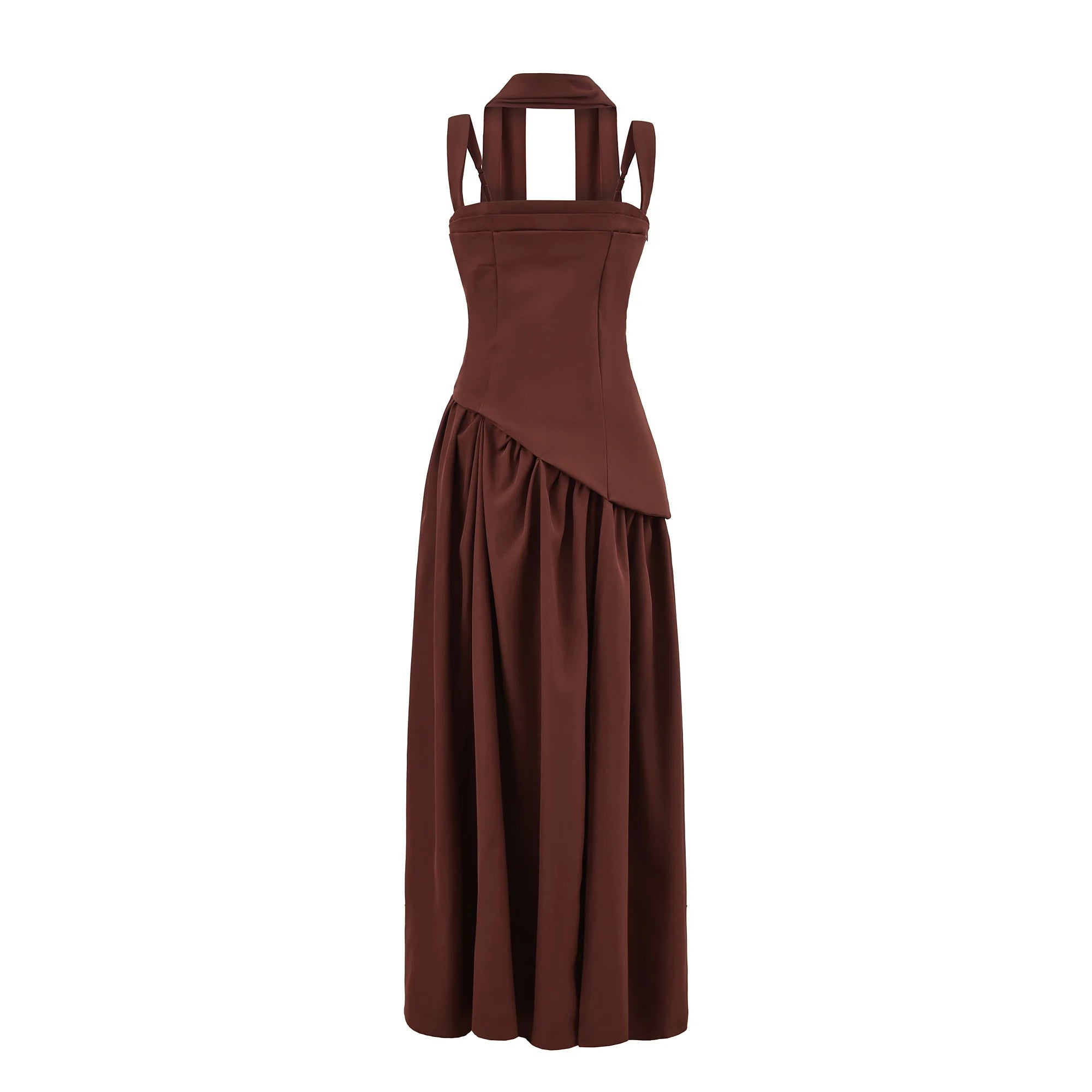 Sexy High Slit Midi Dress with Strapless A-Line Silhouette