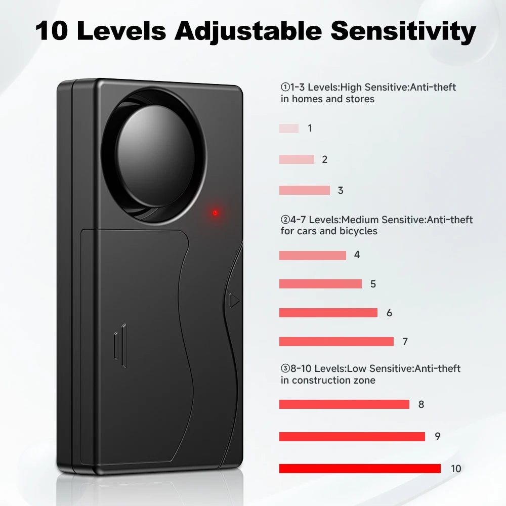 Anti Theft Vibration Window Door Alarm With Remote Control Security Protection Alarm Sensitivity Adjust For Bike Car Scooter