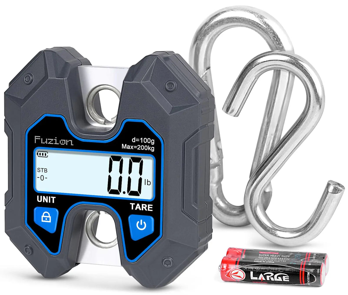 Mini Crane Scale - Hanging Scale 440lb/200kg/1960N, Deer Scale Hanging with Large LCD Display, Hold & Tare Functions