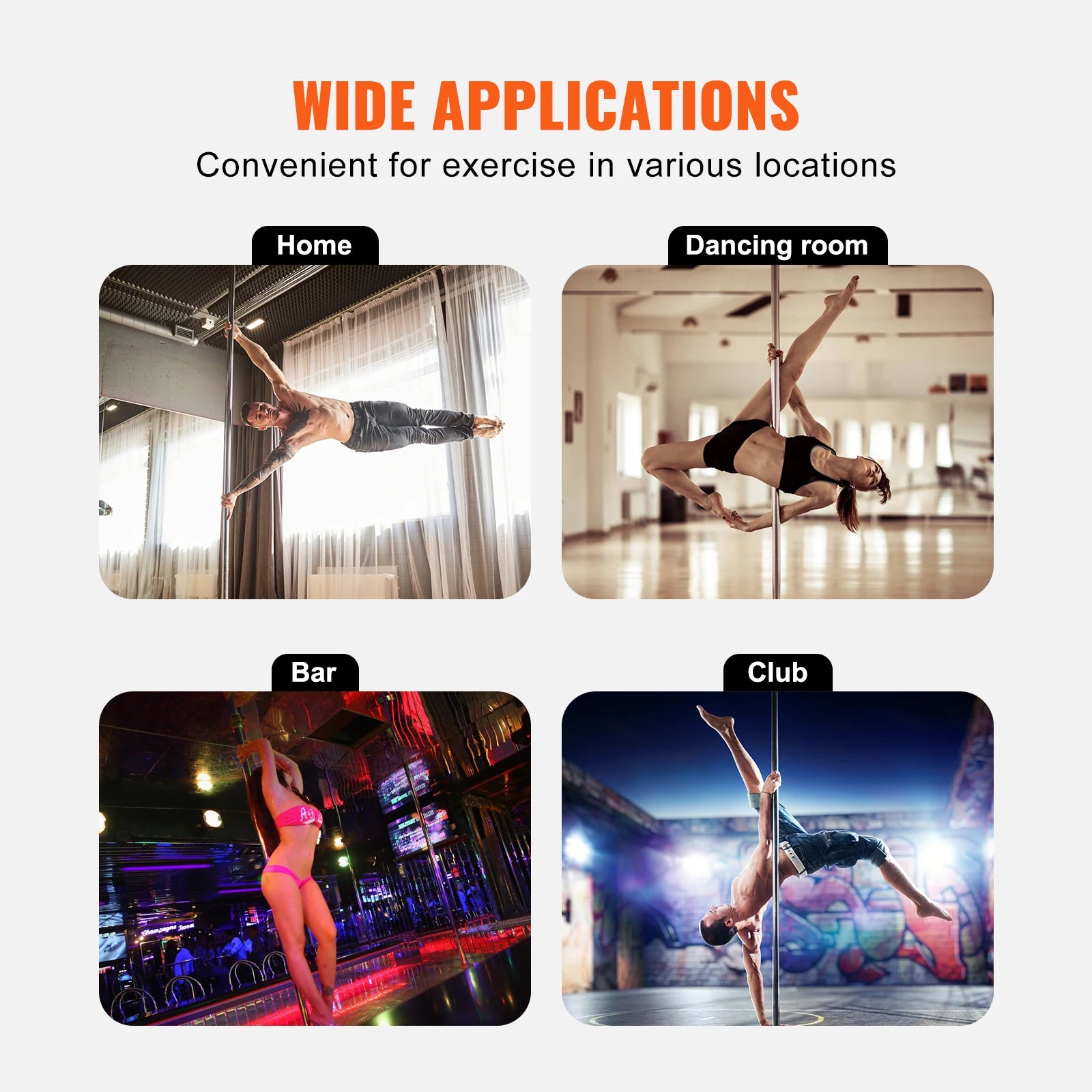 Professional 45mm Dancing Pole Kit Spinning & Static Portable