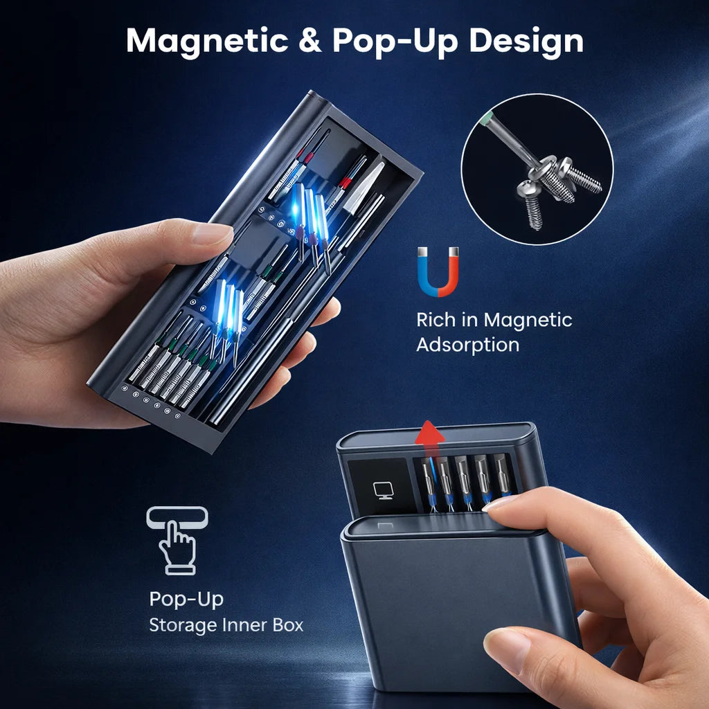 Magnetic Precision Screwdriver Set - Long-Bit Options