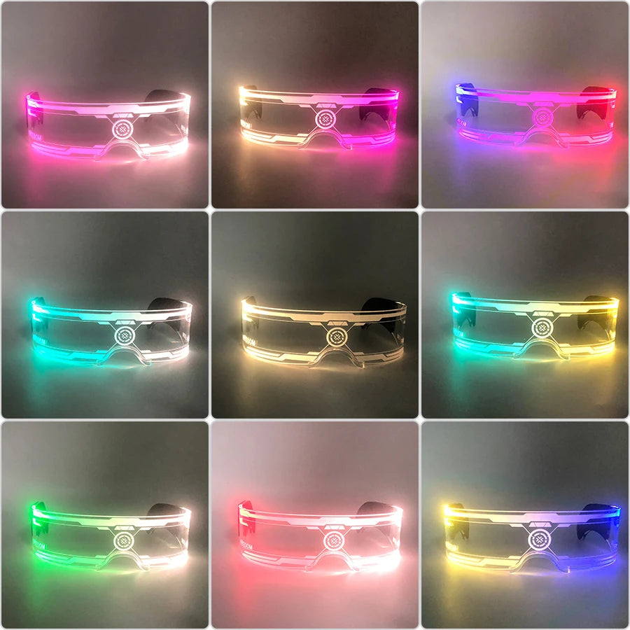 Cool Luminous Colorful LED Light Up Glasses Glowing Neon Light Flashing Party Glasses For Nightclub DJ Dance Party Decor