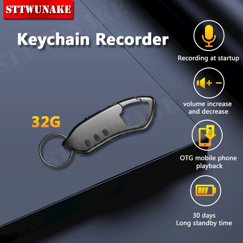 Mini Voice Activated Recorder Digital Audio Recording Keychain Device Wearable Sound Professional Micro Dictaphone STTWUNAKE