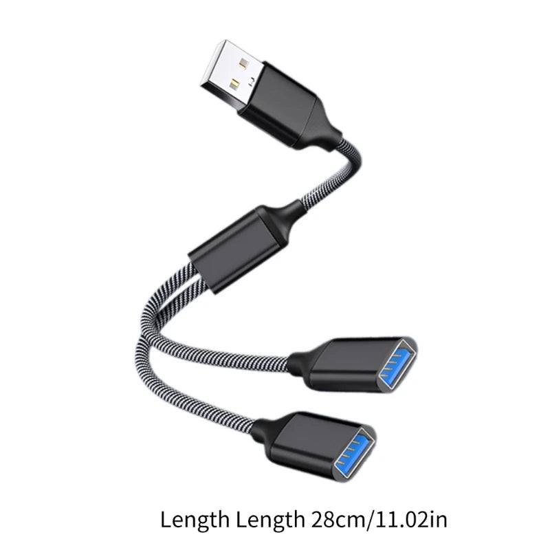 USB-A to Dual USB-A Splitter Cable, 28 cm