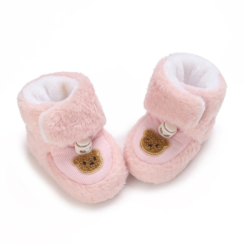 Cute Bear Baby Shoes Soft Plush Winter First Walkers