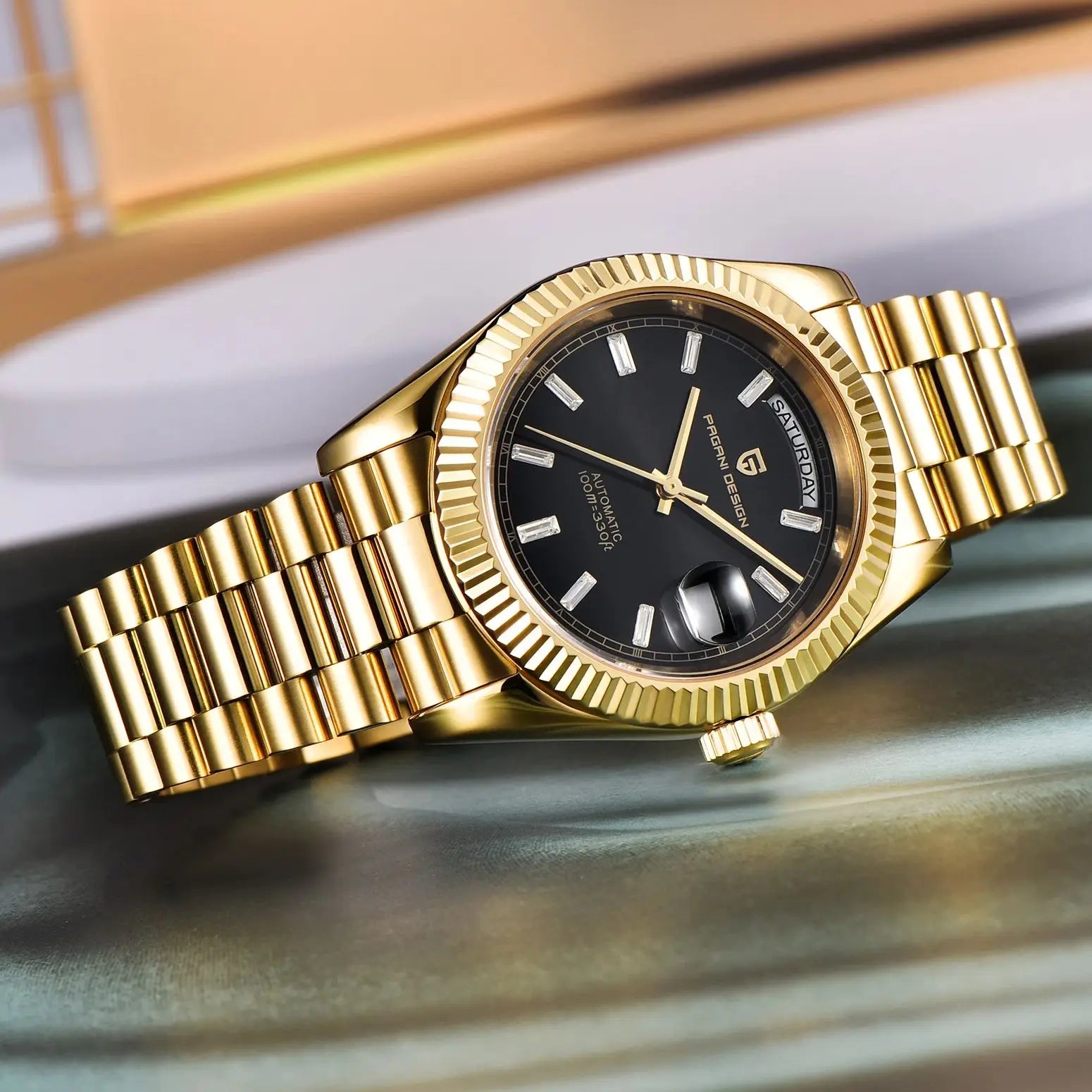 Pagani Design Automatic Gold Watch 40MM Sapphire Steel Waterproof