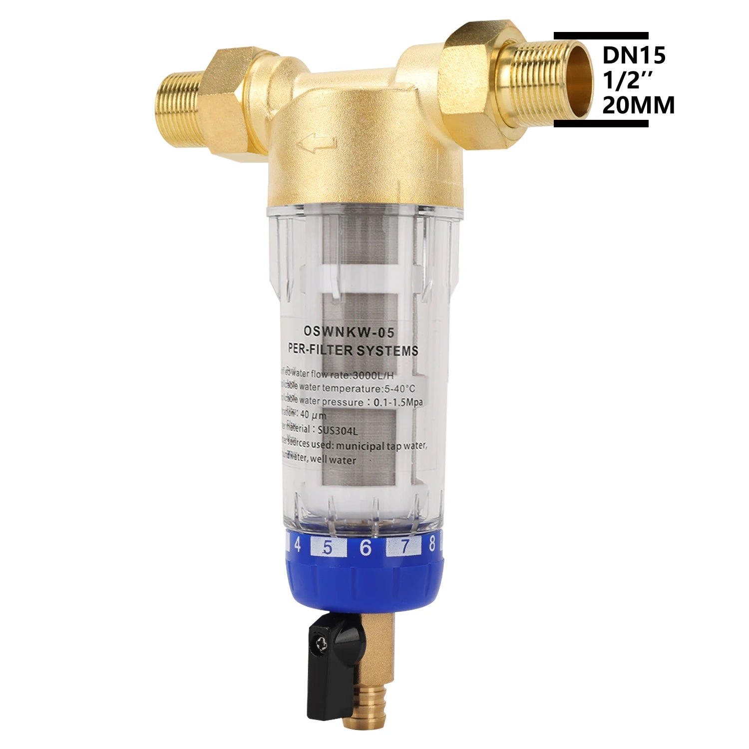 Whole House Spin Down Sediment Water Filter Pre-Filter System