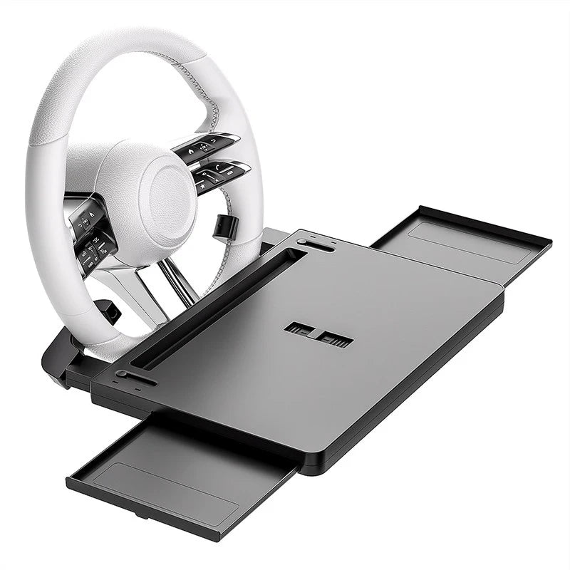 SEAMETAL Extendable Steering Wheel Tray Car Temporary Tray for Driver Adjustable Silicone Anti Slip Clip Foldable Hidden Tray