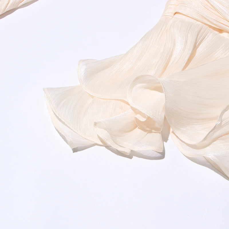 TWOTWINSTYLE Solid Patchwork Lace Up Blouse Mini Dresses For Women V Neck Long Sleeve Sweet Style Dress Female Clothing Fashion