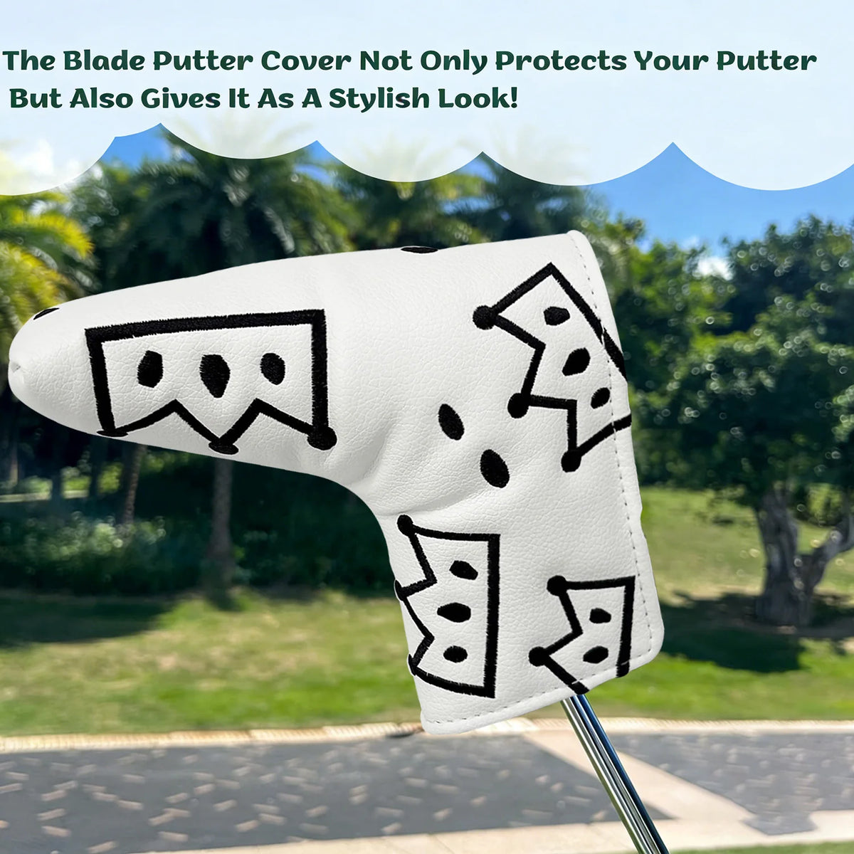 Golfputterhoofdbeschermer van PU met kroonpatroon