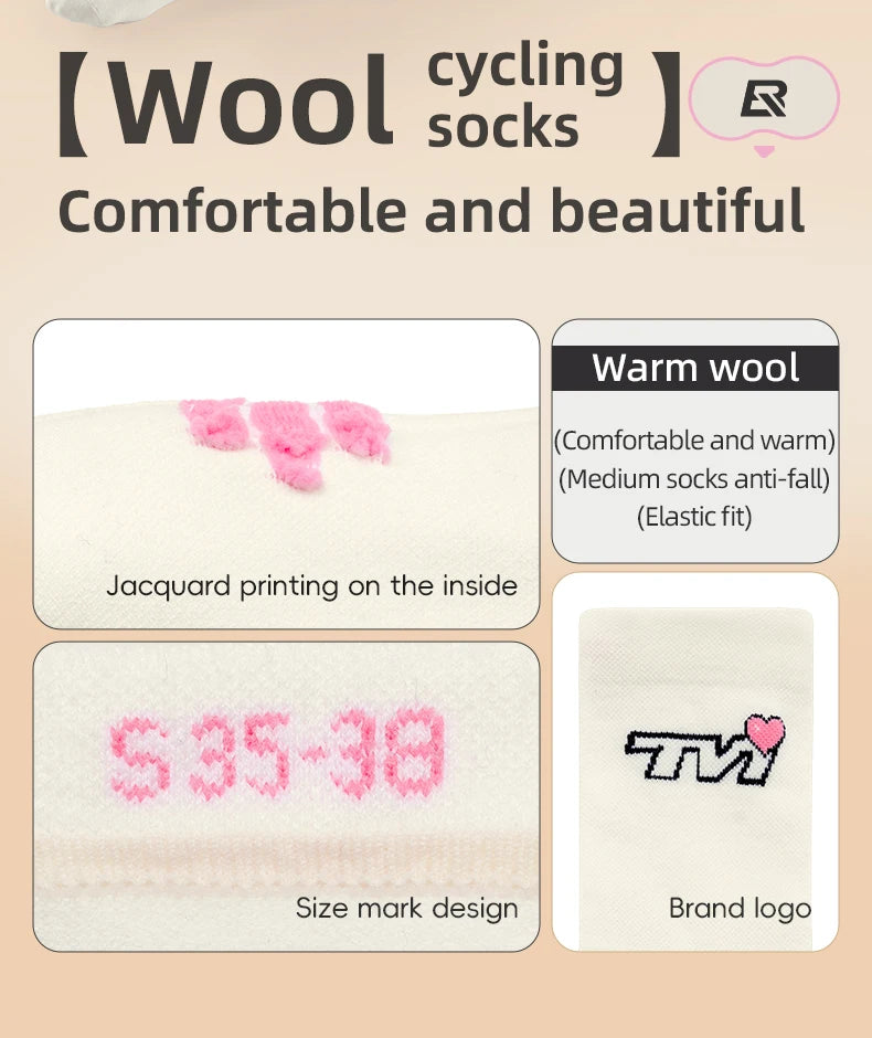 Wool Cycling Socks Moisture-Absorbing Warm Socks for Riding & Hiking